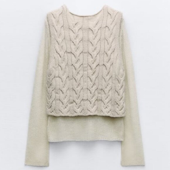 ZARA Wool Blend Knit Sweater Size M NWT Cream - Picture 8 of 9